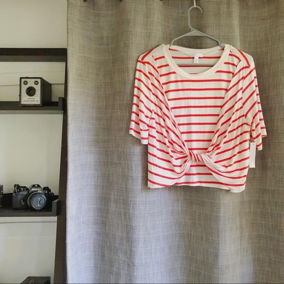 Nordstrom Tops - Nordstrom Abound Twist Front Striped T-Shirt